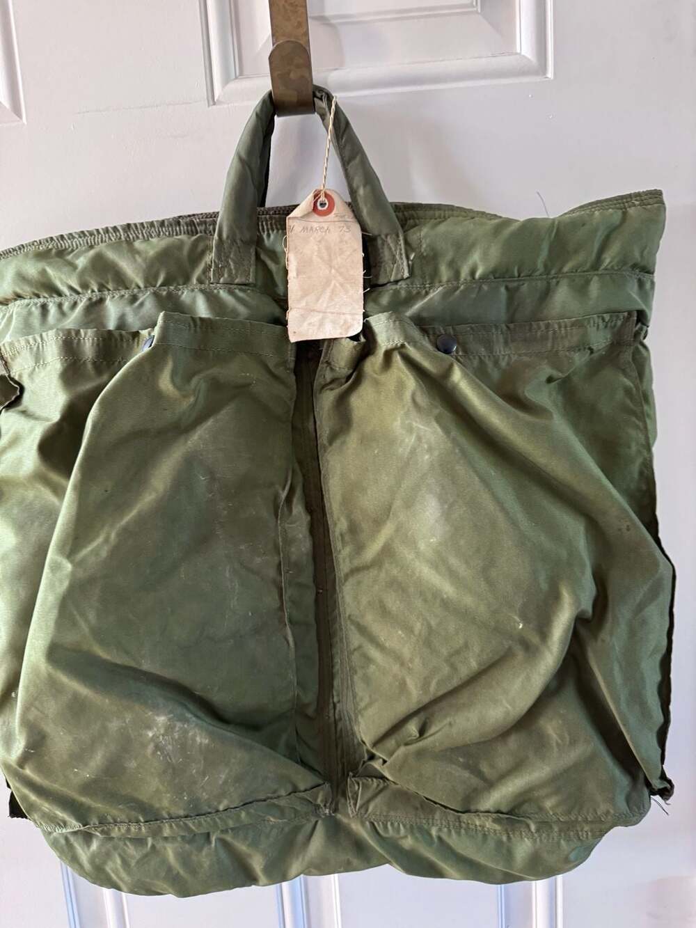 Vintage US Military Vietnam War Era Flyers Helmet Bag Nylon OD Green Marmac Ind.